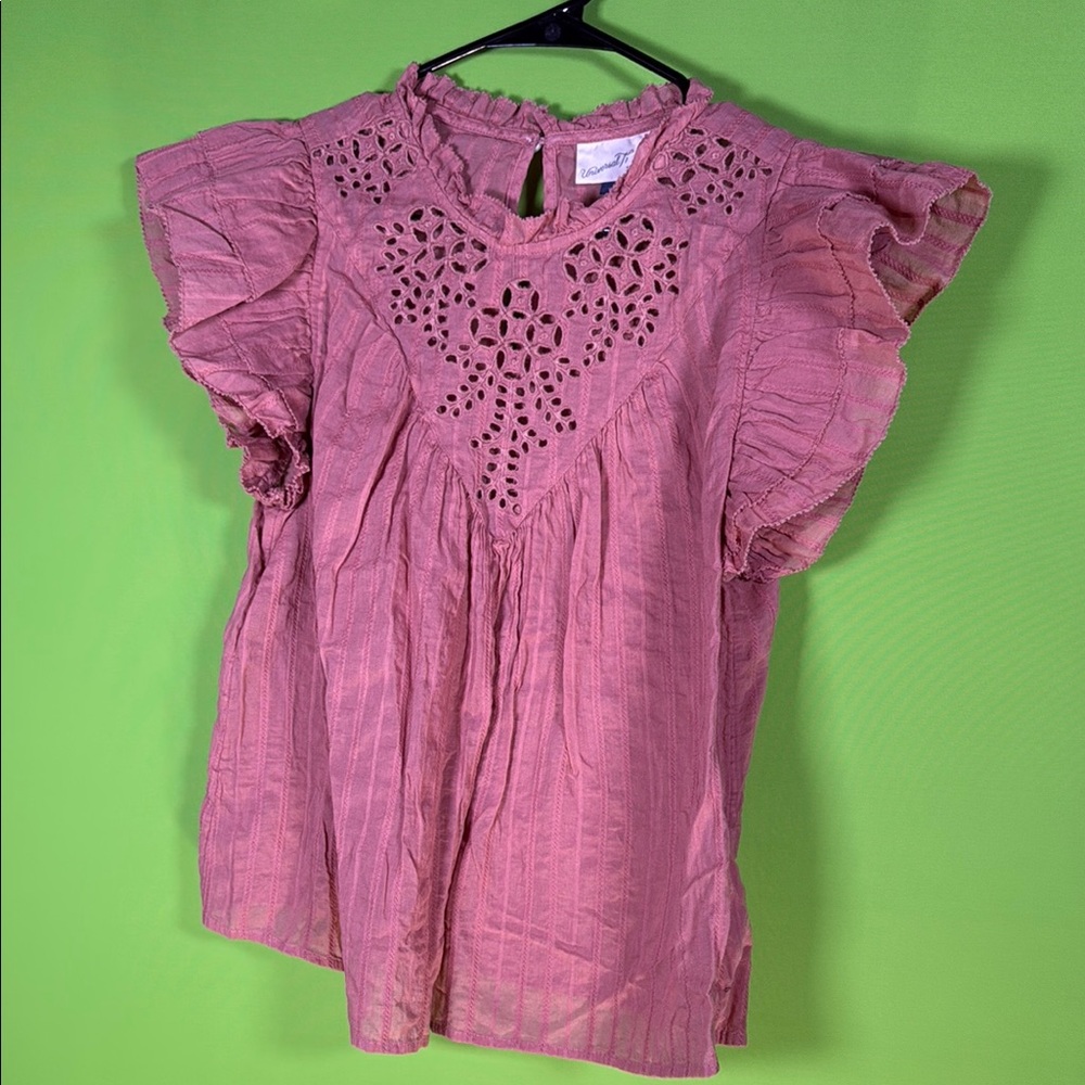 Universal Thread Orange Ruffled Short Sleeve Blou… - image 3